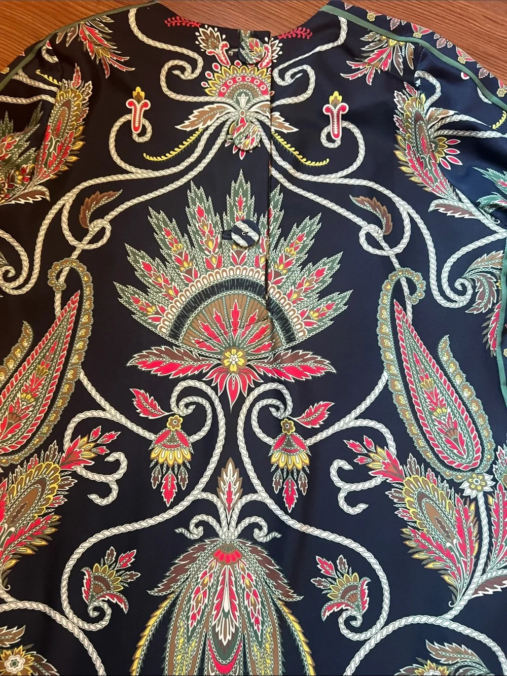 Gretchen Scott Designs Navy Paisley-Print Long Sleeve A-Line Dress - Picture 8 of 9